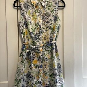 Lipsy Floral Button-Down Midi Dress - Yellow, Blue, Green